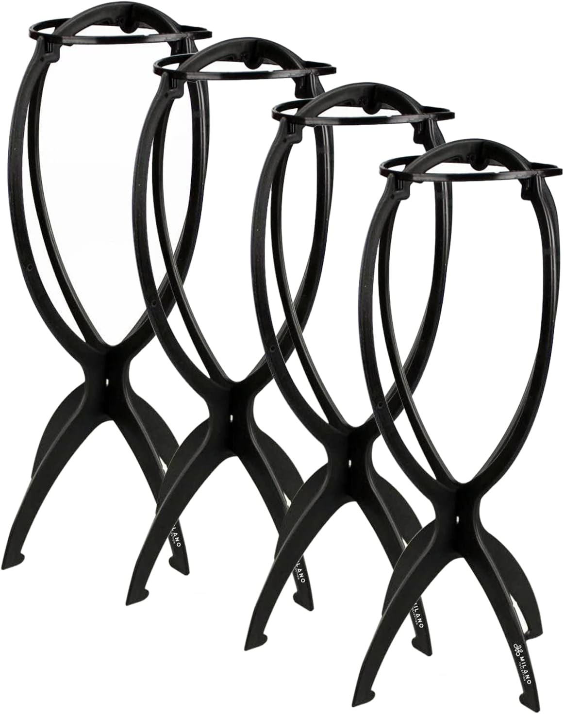 Milano Collapsible Wig Stand for Styling and Multiple Wig Holders, Portable, Perfect for Travel and Salons, 4-Pack